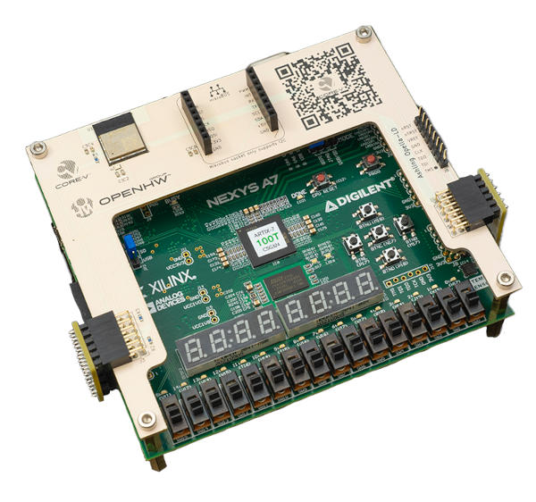 Digilent Nexsys A7 board configured as CORE-V MCU Emulation Platform